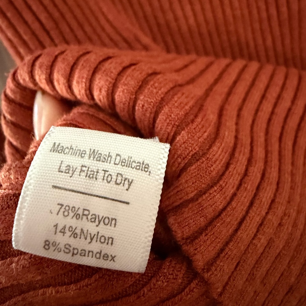 Marine Layer Ribbed Knit Collared Sweater Top – Rust Orange – Size Small - Picture 5 of 5
